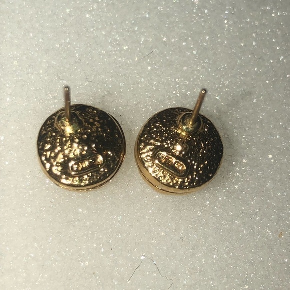 VTG Butler Blue Rhinestone Stud Earrings Gold Tone Costume 10mm - Picture 6 of 7